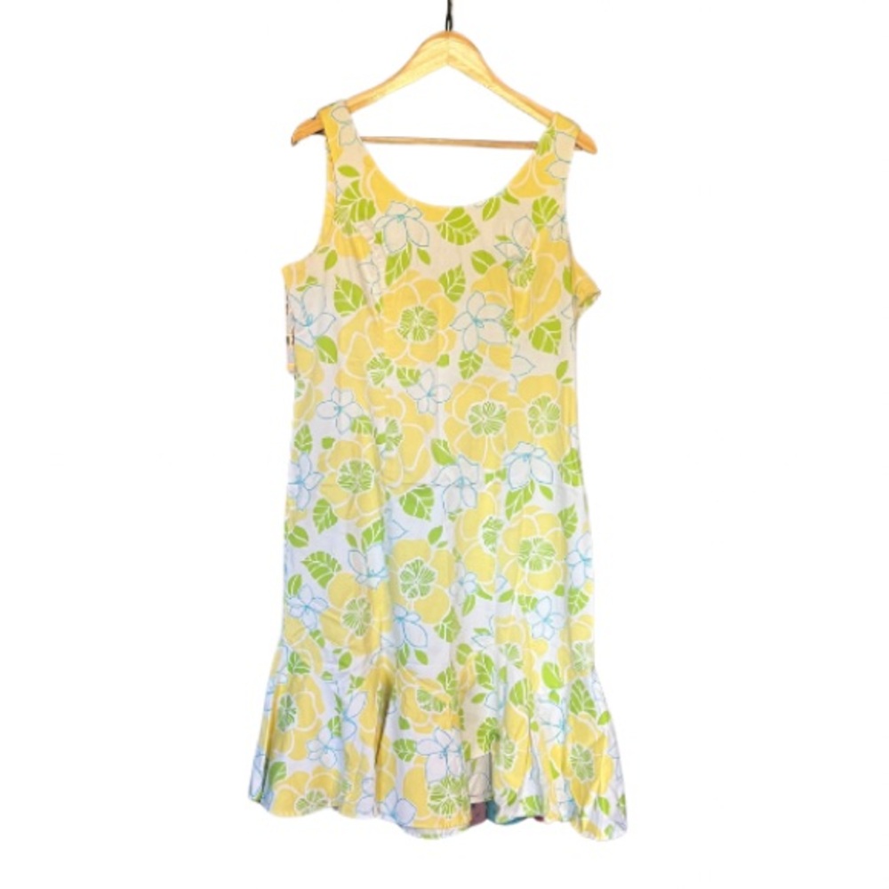 Floral Yellow and Green Sleeveless Dress